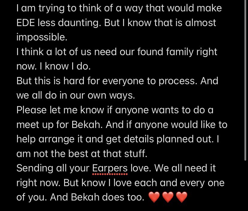 kadygaymernerd's tweet photo. I tried to put my thoughts into words. Especially concerning EDE coming up. #Earpers if you can please read this and let me know what you think. I love you all. ❤️❤️ #EarperSupport https://t.co/m0LrTr6s8a