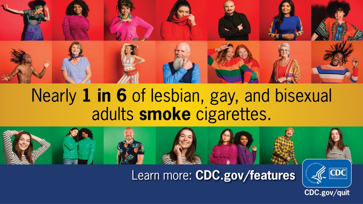 CDCTobaccoFree's tweet photo. #DYK Smoking prevalence is higher among LGBT people than heterosexual or straight people. This is due in part to aggressive marketing by the tobacco industry. Learn more about smoking and the LGBTQ community: https://t.co/r3Wd3adoUT #PrideMonth https://t.co/OKlp93VfbL