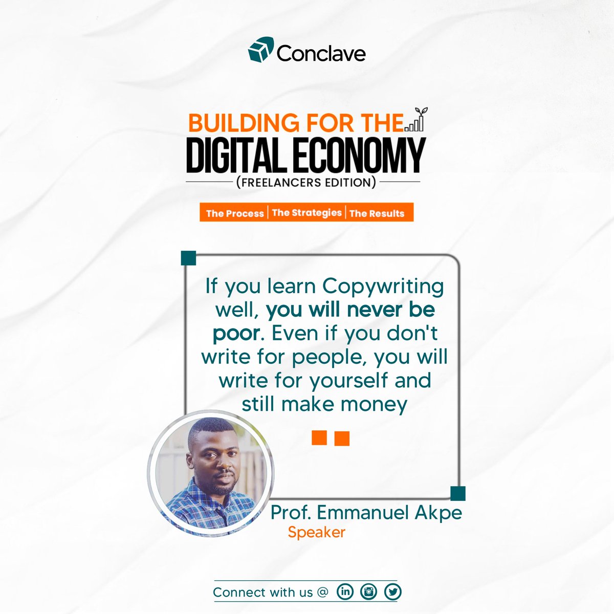 ConclaveGroup's tweet photo. Emmanuel Akpe gave us a lot of knowledge today, and this is some of the knowledge we got.
If you have not register, what are you still waiting for.
#Conclave2022
#Conclaveconference2022
#theprocess #thestrategy #theresult https://t.co/KNOfMgHA3D