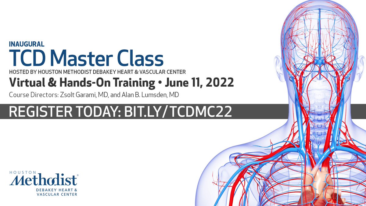 DeBakeyCVedu's tweet photo. REGISTER NOW! Don't miss #TCD22 Master Class on June 11! Learn the basics of #TranscranialDoppler including techniques, clinical applications, and interpretations. More info at https://t.co/Z2XakHtWIW
#vascularultrasound #tcd #vascularsurgery #CardioEd #stroke #emboli https://t.co/QCPWXSrVP7