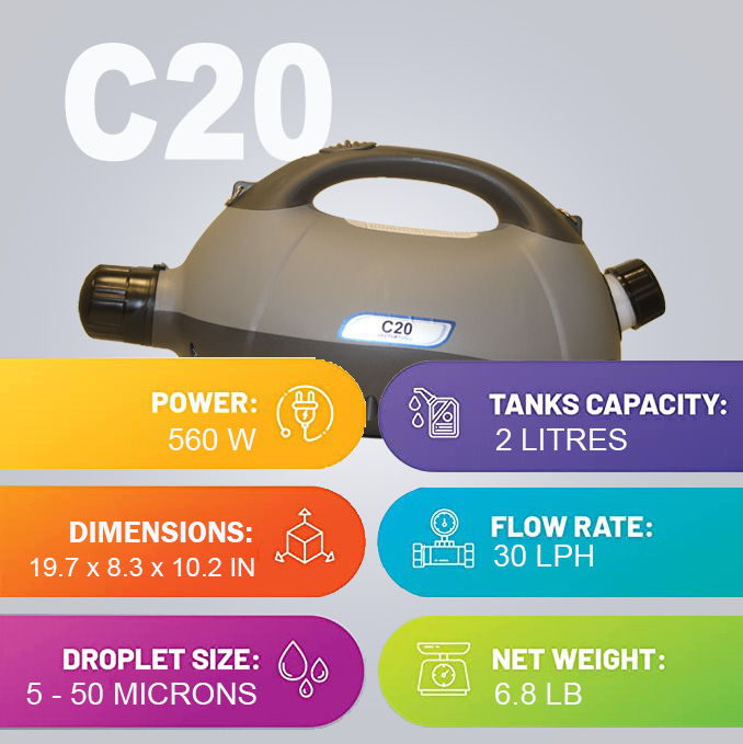 VectorFogCanada's tweet photo. The C20 is one of the smallest yet most powerful ULV foggers in the market. Thanks to its compact design it's ideal for spraying in smaller spaces.

Call us at 833-331-4118 or visit us at https://t.co/3162ZV8Ddv!
Distributors welcome!

#ULV #Fogger #Fogging #disinfect #VectorFog https://t.co/xHbvud8Ibz