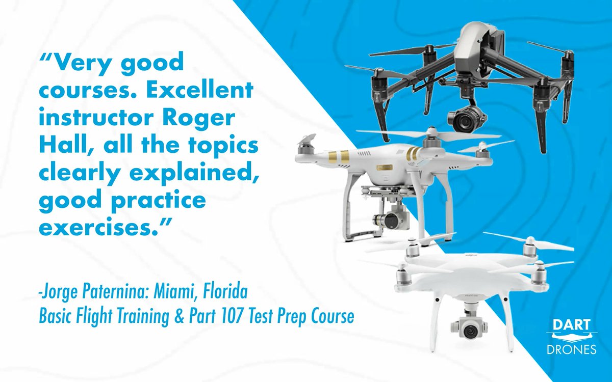 Thank you Jorge Paternina for the feedback on our in-person Basic Flight Training and Part 107 Test Prep class held recently in Miami, Florida with instructor Roger Hall.

Visit buff.ly/3NIEsnL to learn more about our Professional Wings Package.