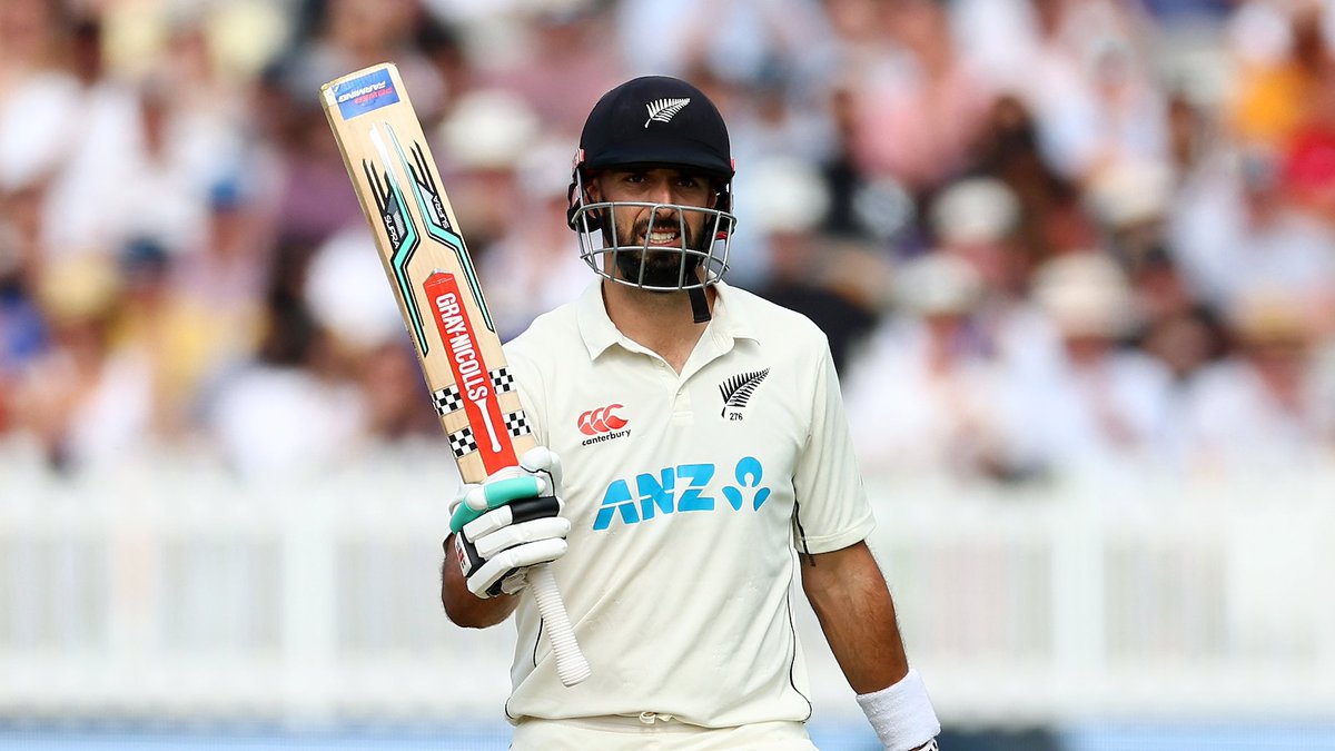 BLACKCAPS's tweet photo. #StatChat | @dazmitchell47 and Tom Blundell's unbeaten 180-run partnership has equalled New Zealand's fifth-wicket record against England, set by Martin Crowe and Shane Thomson at Lord's in 1994 🏏

#ENGvNZ https://t.co/S5oohbWPwS