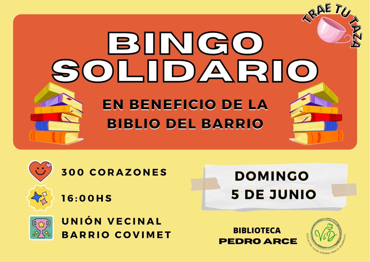 bippedroarce's tweet photo. Ya llega el *Gran Bingo* no te quedes sin participar, importantes premios y la posibilidad de estar juntos por la Biblioteca, adquirí tu entrada!!! https://t.co/WLb7t6G85u