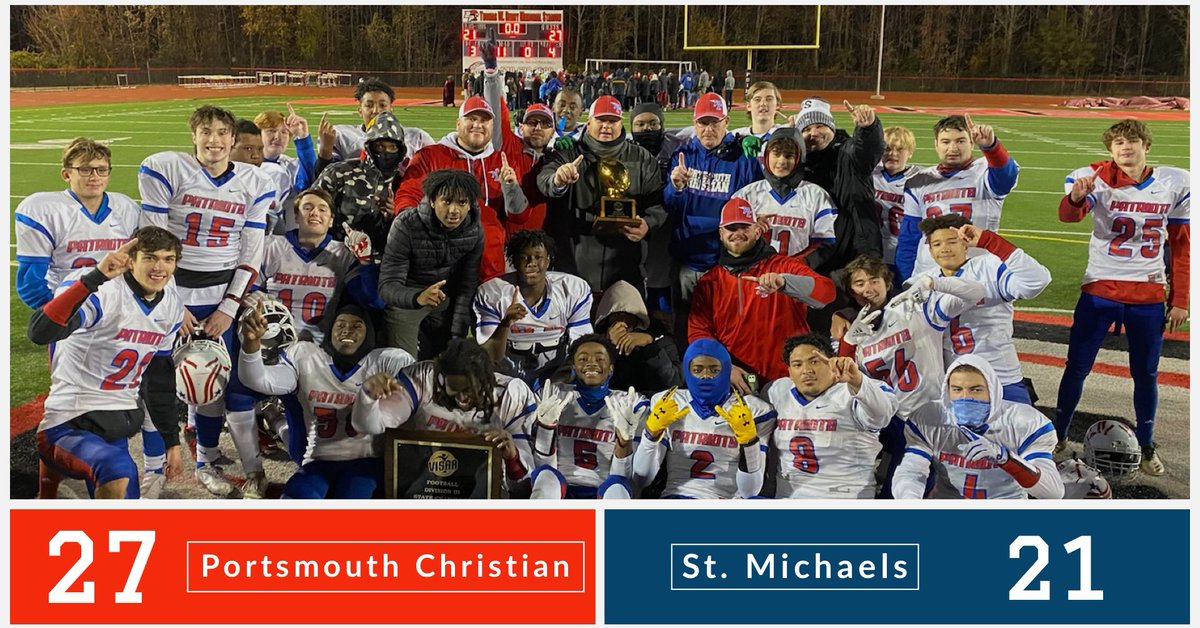Big Night tonight for our Football program at Portsmouth Christian as we are having our 💍 ceremony to celebrate our State Championship! The schools first ever in any sport. Looking forward to being with the guys one last time