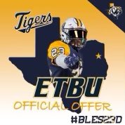 Thanks for putting on such a great camp @ETBU_Football I had a great time and got some good work in! And am blessed to receive an offer to further my athletic career!
