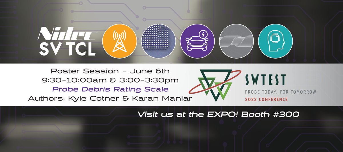 nidecsvprobe's tweet image. #SWTest 2022 is getting close! Don’t miss out on our Poster Presentation on Monday, June 6th &amp;amp; stop by our booth to chat with our reps! We hope to see you there!
#SWTest2022 #probecards
