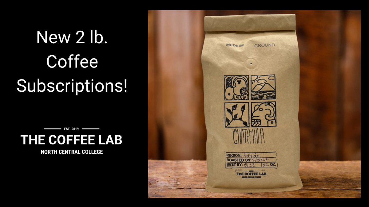 New Coffee Subscription Options Available including 2 lb. bags in Guatemala, Costa Rica, Black Magic, and a Roaster's Choice. Learn more: northcentralcoffeelab.com/collections/co… #CoffeeSubscriptions #DirectTradeCoffee #NorthCentralCollege