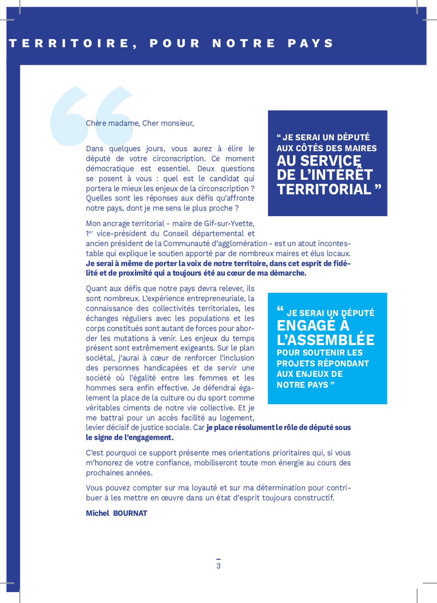Mes propositions pour notre territoire, pour notre pays. Un engagement, une expérience, un ancrage territorial. #legislative2022 12 juin : Votez ! @Ville_Verrieres <a href="/VilledeGif/">Ville de Gif</a> @LesUlisOfficiel @VilledeBures <a href="/Orsaynotreville/">Ville d'Orsay</a> <a href="/SaclayVille/">Ville de Saclay</a> michelbournat.fr/propositions