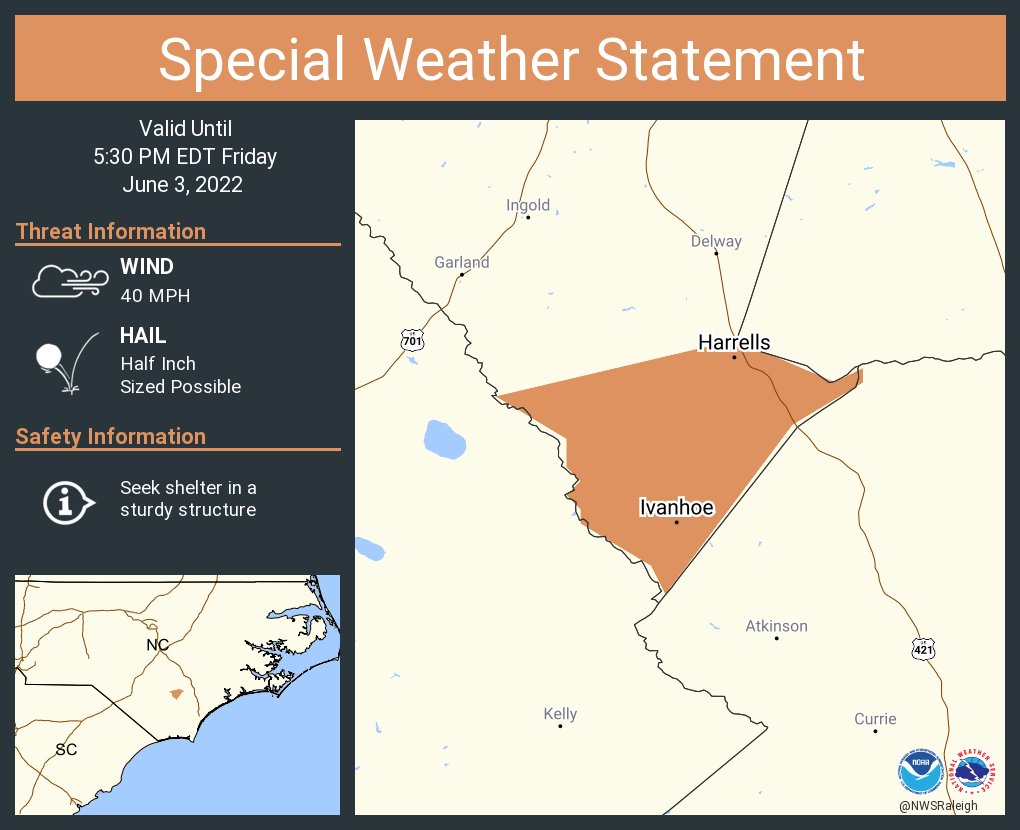 NWS Raleigh on Twitter "A special weather statement has been issued