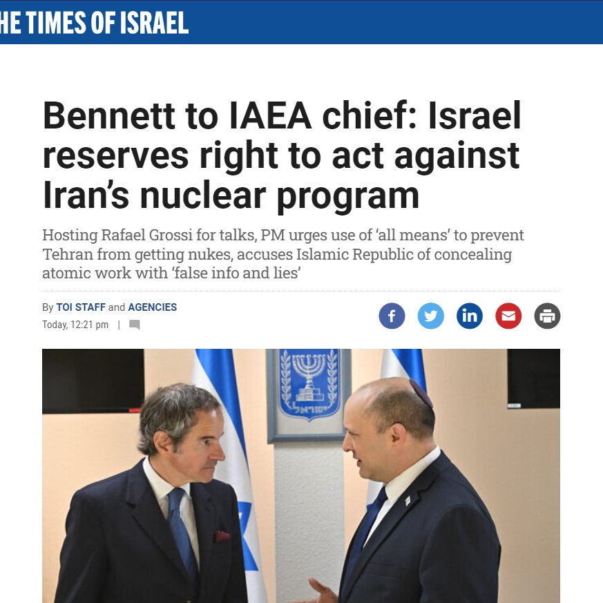 richimedhurst's tweet photo. Israel has an undeclared arsenal of nuclear weapons, and is lecturing the head of the UN's nuclear watchdog about Iran obtaining nukes lol.

Why doesn't israel let IAEA inspectors in then and sign the non-proliferation treaty? Only israel has the right to defend itself? Not Iran? https://t.co/ZceeEUlges
