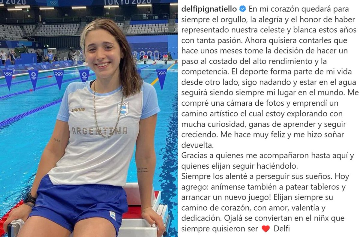 'Delfina Pignatiello':
Porque anunció su retiro de la natación profesional