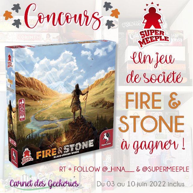 _Hina___'s tweet image. #CONCOURS 🎁 J'ai peut être soufflé une bougie de plus aujourd'hui, mais je vous gâte aussi ! Avec un jeu Klaus-Jürgen Wrede, auteur de Carcassonne ! 

🏆A gagner : Fire &amp;amp; Stone
✌️ RT + Follow @_Hina___ &amp;amp; @SuperMeeple pour tenter votre chance
 
☑️ TAS le 11/06 🇫🇷🇧🇪
 #j2s #bgg