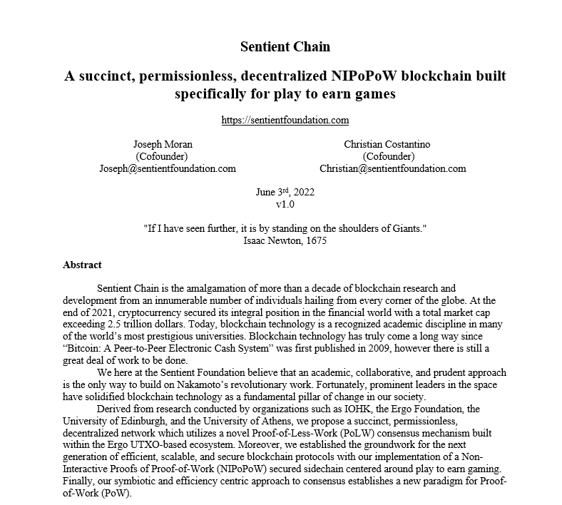 SentientFound's tweet photo. Let the proof reading and peer review commence😅
@ergoplatformorg  

#PoW #Ergo #sentient #NFTCommunity #P2E #gamedev #GameFi #Crypto #BlockchainGaming https://t.co/DuTKDLTL3p