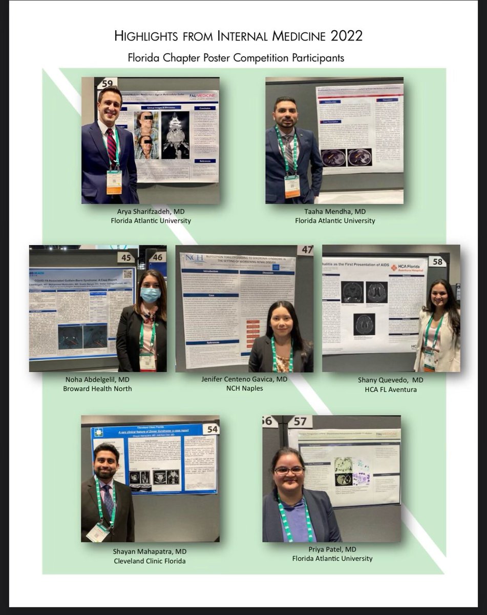 Love seeing our #superstar #residents highlighted by @FLACPchapter for their recent #posterpresentations at <a href="/ACPinternists/">ACP</a> #InternalMedicine2022