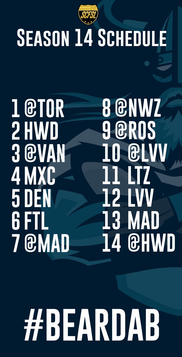 casual_sim's tweet photo. Your S14 #SCFSL Schedule cards are here! https://t.co/reM6dVzeRA