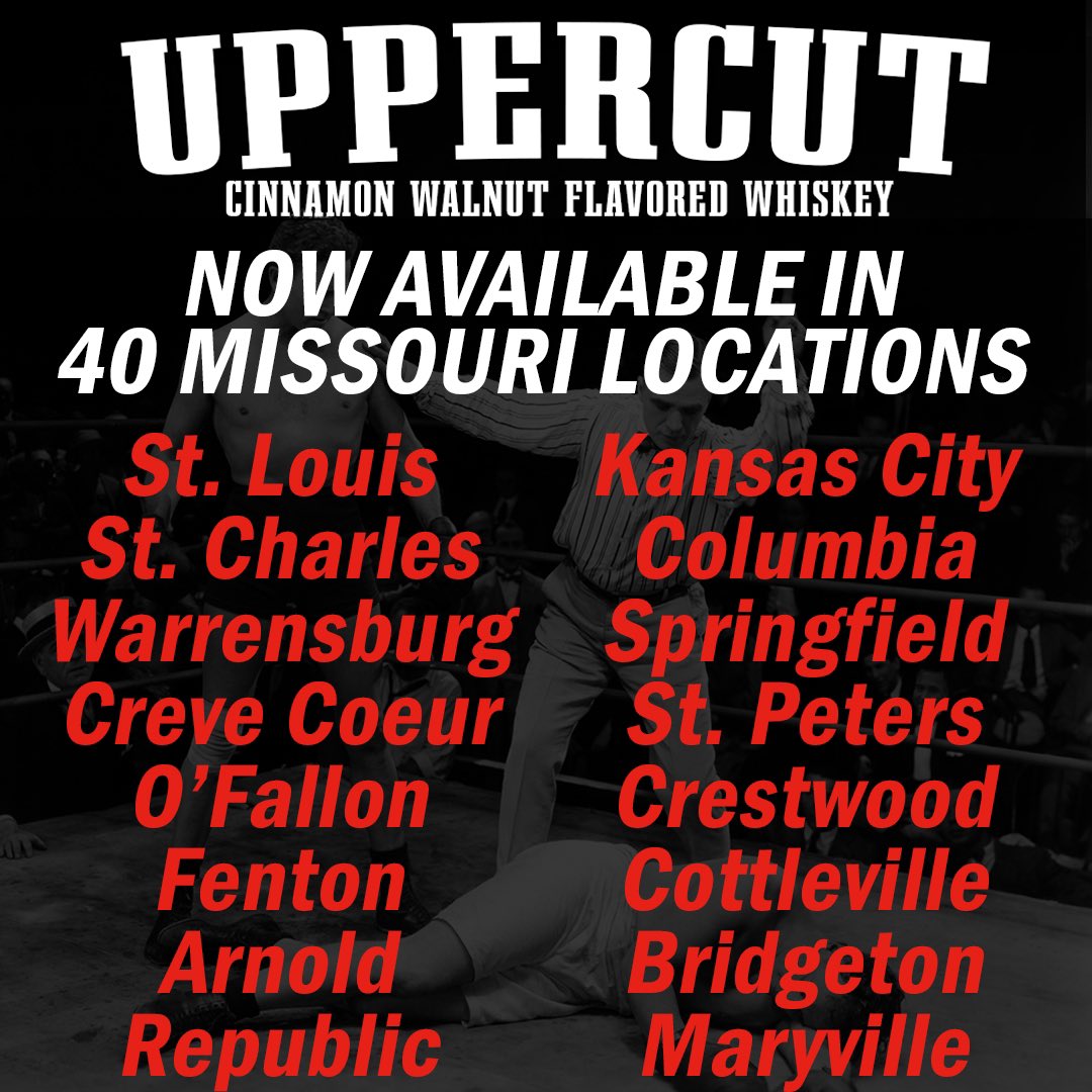 UppercutWhiskey's tweet photo. Let’s get the weekend started in #Missouri! Pick up a bottle of #UppercutWhiskey at your favorite retailer! #whiskey #packsapunch https://t.co/GduU57pZHu