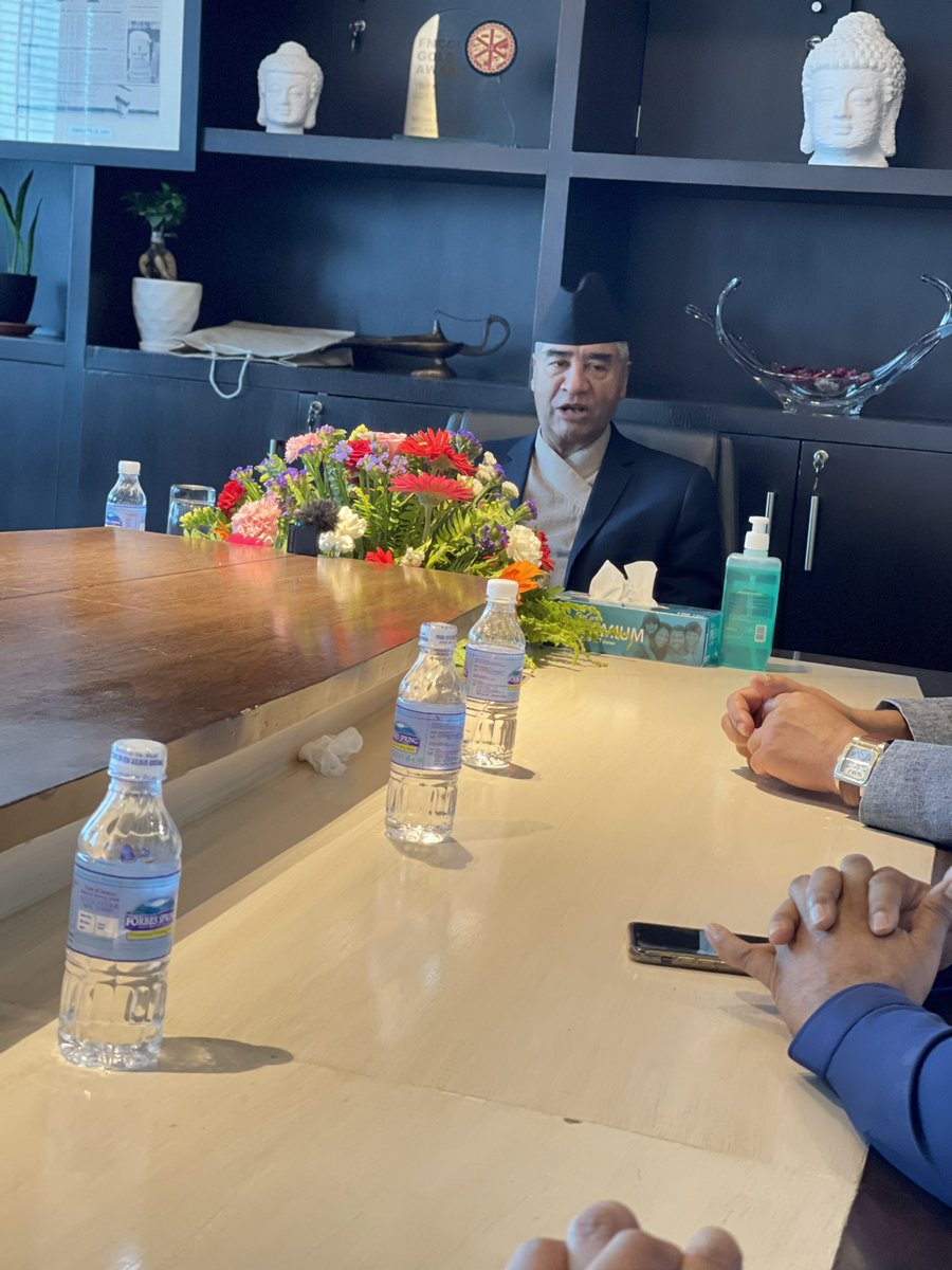 anilkathmandu's tweet photo. Prime Minister Deuba at Kantipur headquarters https://t.co/0SQilf9rzJ