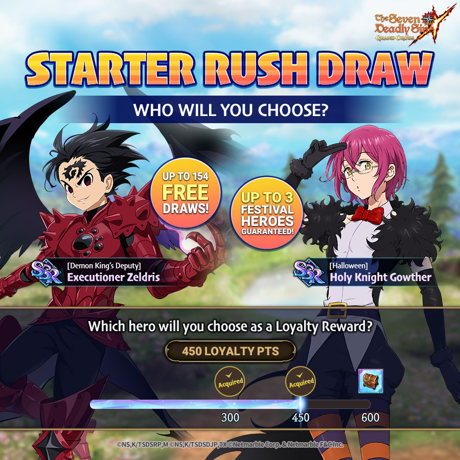 7DS_en's tweet photo. In celebration of our 3rd anniversary,
We are giving away a total of 154 draws for free! π
Draw popular Festival Heroes at Lv.80 Fully Awakened β¨
Which hero would you choose for the 450 loyalty reward?!
#SevenDeadlySins #7DS #StarterRush https://t.co/MOwxeCYG0L