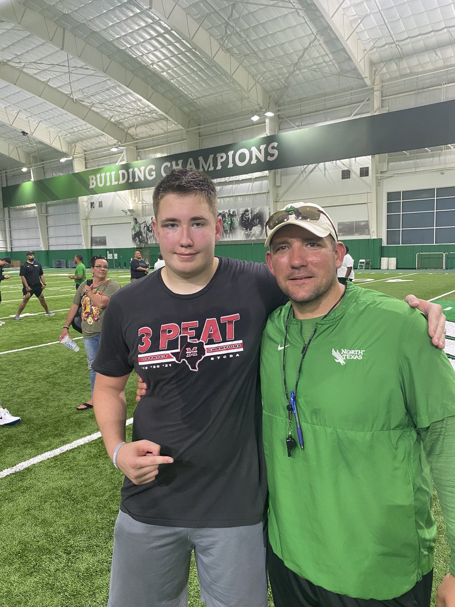 After a great camp tonight and conversations with <a href="/MikeBloesch/">Mike Bloesch</a> and @CoachClemUNT, I’m blessed to receive my first scholarship offer from the University of North Texas!!! <a href="/RecruitMarcusFB/">Marcus Football Recruiting</a> <a href="/MarcusFootball/">Marcus Football</a> <a href="/ScalesCoach/">Del Scales</a> <a href="/LoganTillman/">Logan Tuley-Tillman</a>