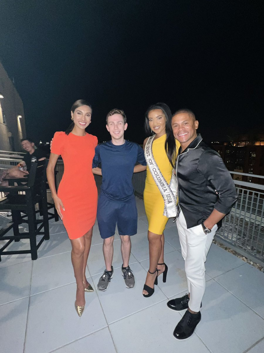 thesierrafox's tweet photo. Look! It turned into a @fox5dc team event pretty quickly 🥳 Meteorologist @MatthewCappucci, #Fox5LION’s @GuyLambertNews, and I congratulating @IAm_SashaP on her term as Miss DC USA 2021 👑 https://t.co/SgwmQWRnHX