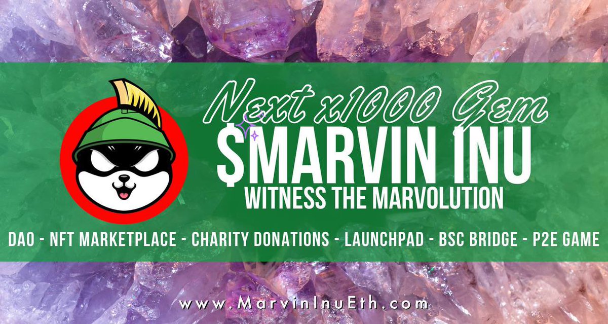 Prospertom06's tweet photo. The next #1000gem @Marvin_Inu 
Witness the #Marvolution 

#Lunchpad
#NFT's
#P2e
#DAO
#Staking
#Farming
#Marketplace
#Metaverse https://t.co/3AzGDtNu4V