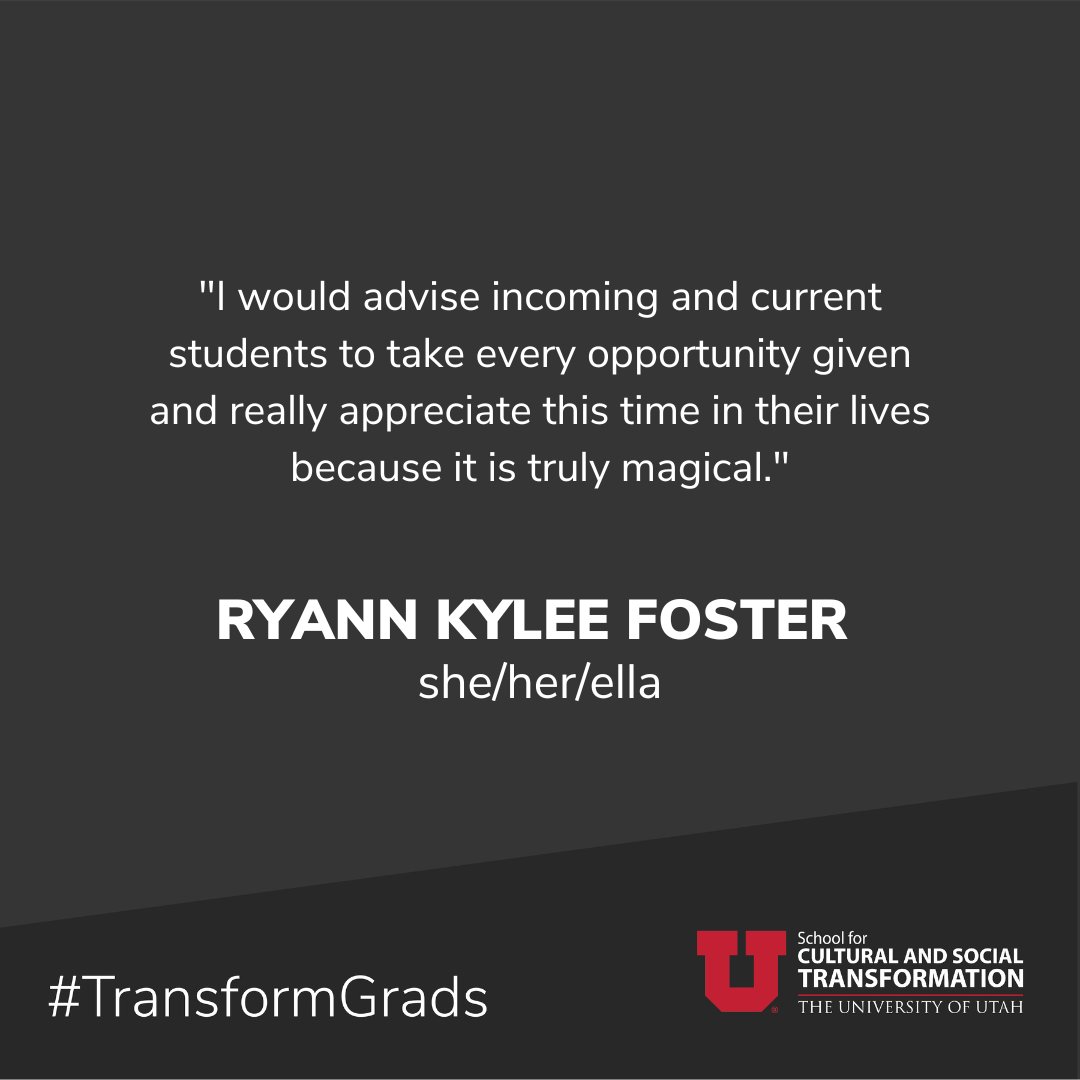 uofutransform's tweet photo. S/O to our 2022 Transform grad Ryann (she/her/ella) Swipe for some great advice for both incoming and current students #TransformGrads #UtahGrad22 https://t.co/h1bAqDbpJI