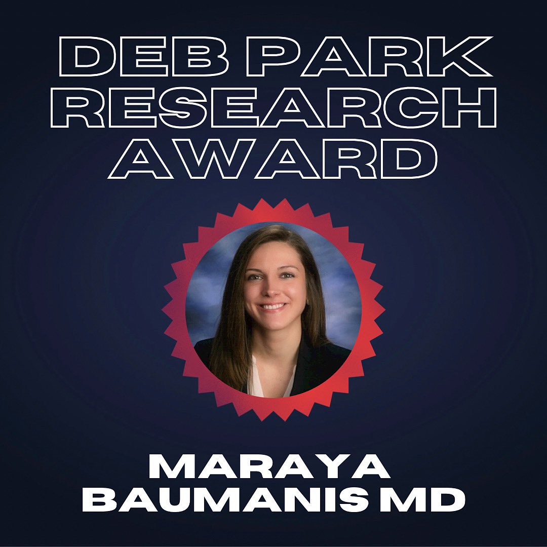 Deb Park Research Award in #OtoHNS recognizes #residENT <a href="/MarayaBaumanis/">Maraya Baumanis</a> MD for research on multimodal analgesia in head &amp; neck free flaps. Mentor: <a href="/lshnayderMD/">Lisa Shnayder, MD</a>  Watch for the @triologicalsociety thesis pub! <a href="/ku_ent/">KU Otolaryngology - Head & Neck Surgery</a> <a href="/kumedcenter/">KU Medical Center</a> <a href="/kumc_gme/">University of Kansas Graduate Medical Education</a> #ENTsurgery #WeAreOto #MedEd #OHNS