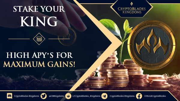 CBKingdoms's tweet photo. 👑CryptoBlades: Kingdoms👑
📊In #CBK, KING is used to get the in-game currency, gold! The more KING you have, the faster you will build your kingdom!
Increase your #KING holdings by staking for passive gains!
👉Stake here: https://t.co/QHBE5ZOrFH
#Crypto #P2E #BigUpdateSoon https://t.co/TOByl4Ruht