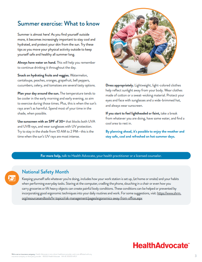 cjusdwellness's tweet photo. It's Summer!☀️This June, HealthAdvocate would like to remind members of the importance of staying healthy under the sun. 

To view the complete newsletter and access links, please visit: https://t.co/NtLSVOiHi5

#cjusdwellness https://t.co/AlU5ofWS8U