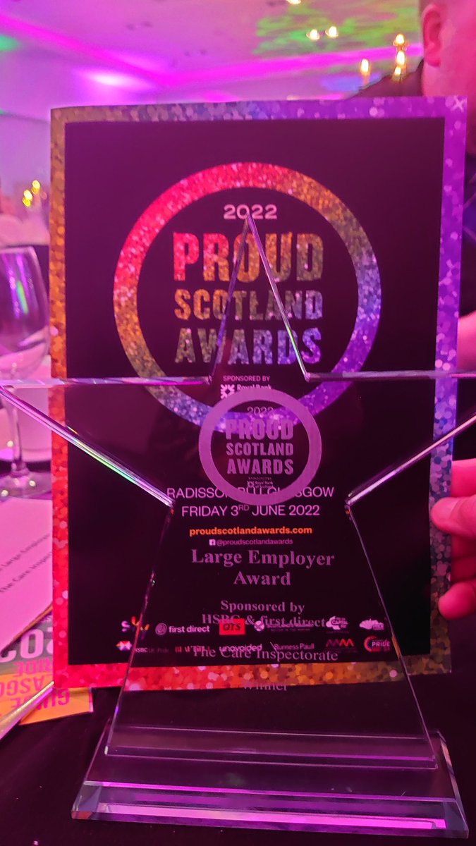 Barkera23's tweet photo. So proud ....an amazing achievement by the Care Inspectorate LGBT Charter Champion Group  thanks to the committment by past and present members, and the support of our interim CEO and senior management team @CareInspect @EAMacahp @amandatoughaol1 @CMcraigmorris https://t.co/XA7OrcO04v