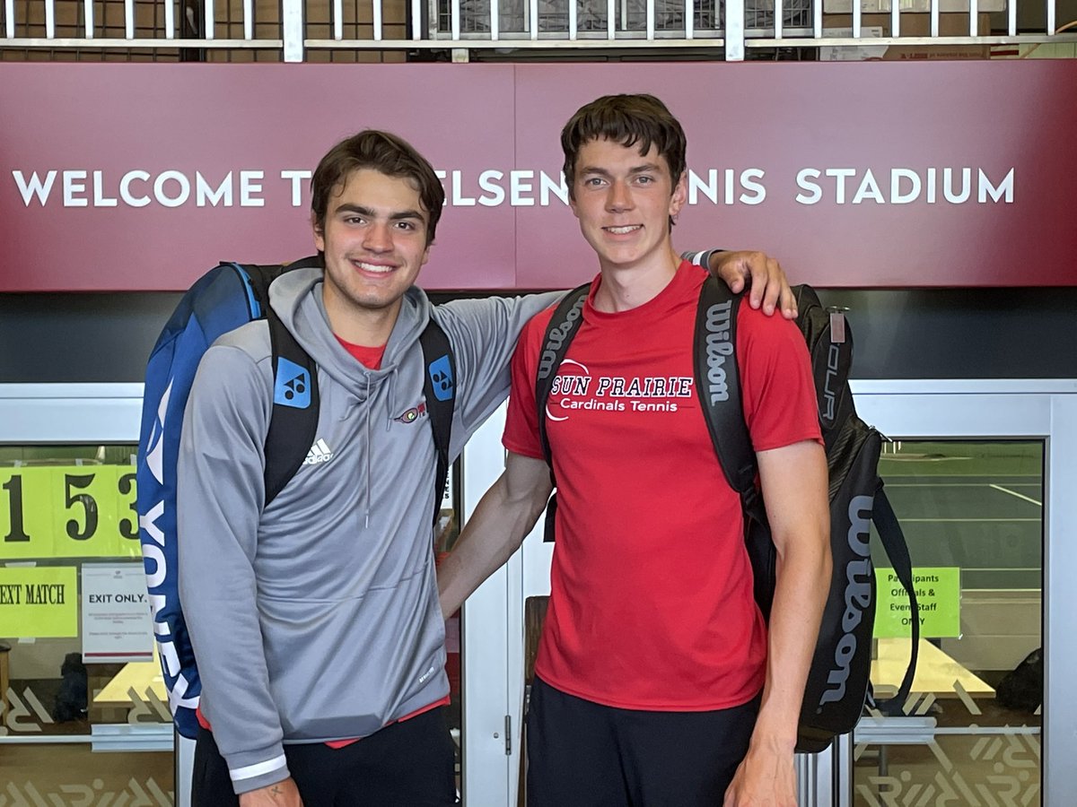Jacob and Nikko win their quarterfinal  State tennis match in a nailbitter 2-6, 6-2,13-11. They are guaranteed a spot on the podium! <a href="/Ryan_Gregory_/">Ryan Gregory</a> <a href="/SPCardinals/">SP East Athletics and Activities</a>