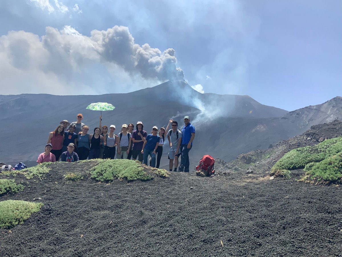 AmandaBClarke's tweet photo. Nice trip on Etna today with ASU undergrads, colleague Dr. Chiara Dal Martello and expert guide Dr. Salvatore Gambino of the University of Catania. #Etna #ASUGEO https://t.co/A3K1IwAzUH