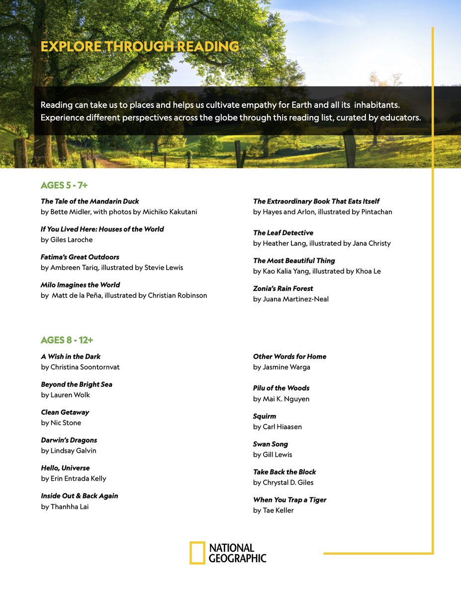 We asked our educator community for their go-to books that spark curiosity in learners. Download our 2-page #SummerReading booklist and invite your learners to explore the globe. on.natgeo.org/6010zVcNu

#ExplorerMindset