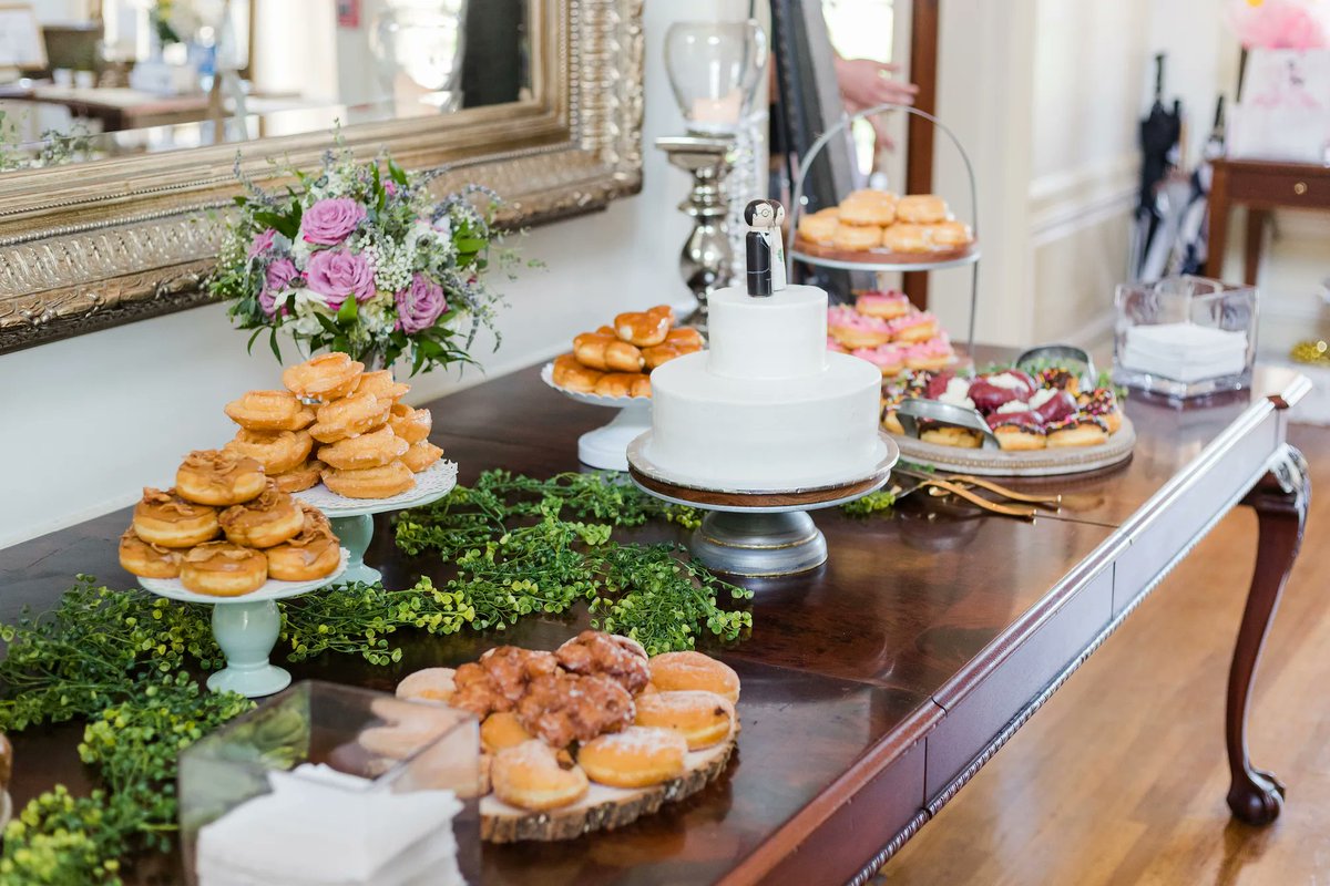 Happy National Donut Day &amp; Happy Friday!!!

Donuts are becoming an increasingly popular dessert for weddings are we are HERE. FOR. IT.

Cheers to the weekend!

Venue: <a href="/TheAstinMansion/">The Astin Mansion</a>
Floral: Carriage House Floral Design
Photography: Cassie Stricker Photography