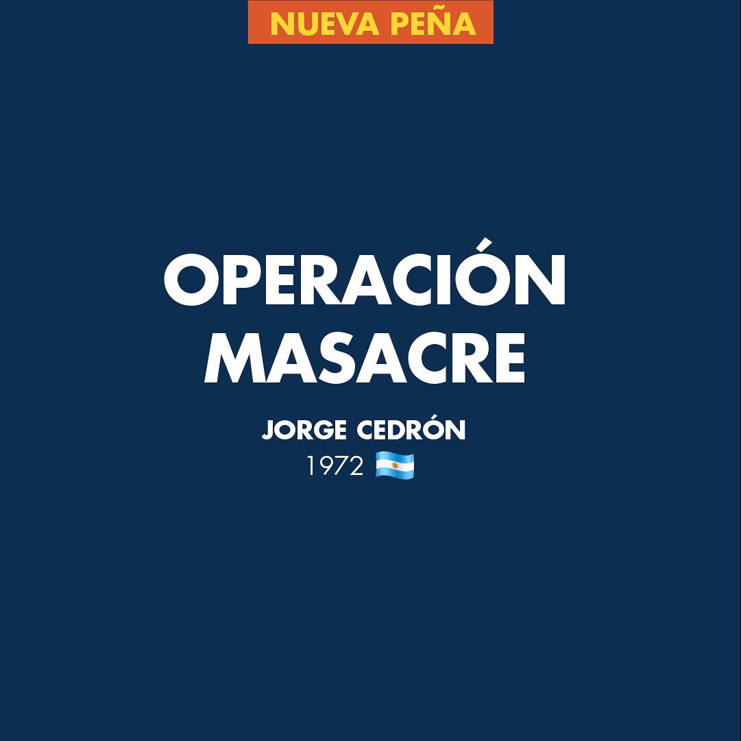 PEÑA JORGE CEDRÓN
Operación Masacre
🇦🇷 (1972)
⠀ ⠀ ⠀ ⠀ 
🎥 Operación Masacre no es solo una película emblemática para la historia y la cultura argentina, sino que también es una obra de arte por la belleza cinematográfica de su realización.
🎬 Mirala en KINOA.TV