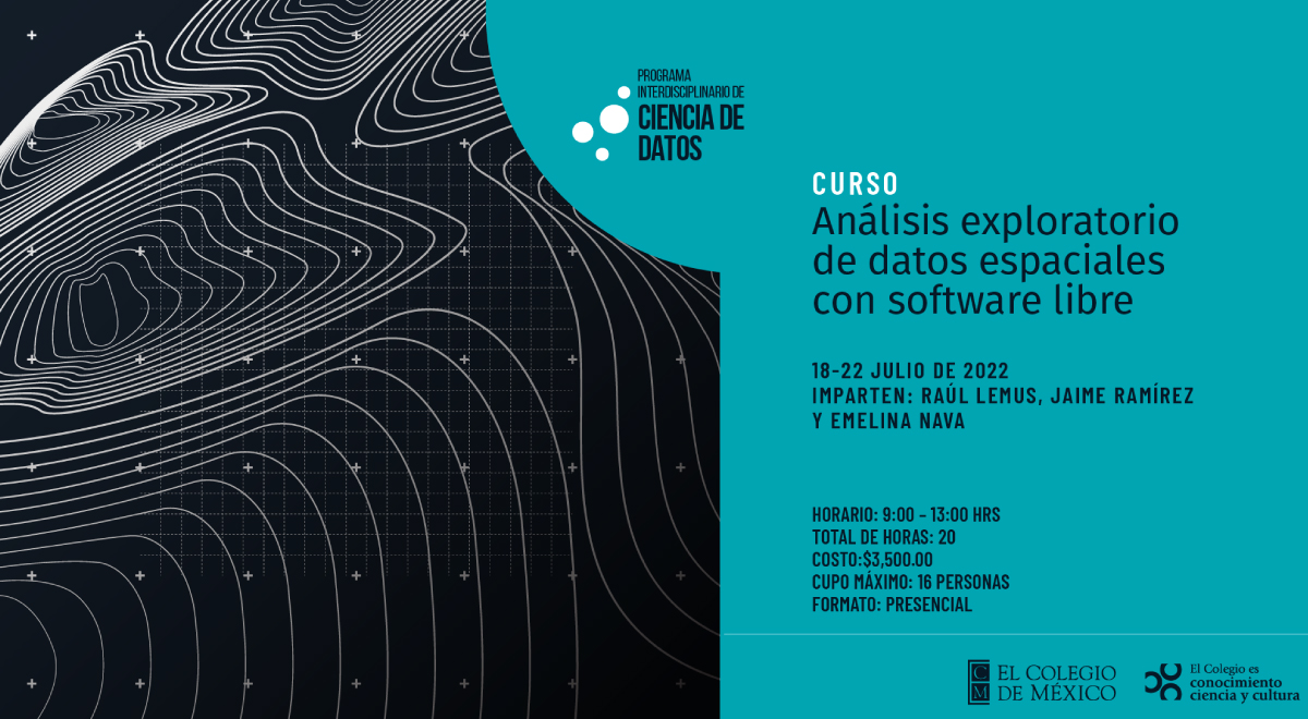 elcolmex's tweet photo. Inscríbete a los talleres del Programa Interdisciplinario de Ciencia de Datos

🧑‍💻 https://t.co/sPzaFWjDrZ

- Análisis RRSS
- Análisis geoespacial de #Twitter aplicado a estudios urbanos 
- Desarrollo de herramientas de #investigación en #Python
- Análisis de #datos espaciales https://t.co/7L8yvAOJPR