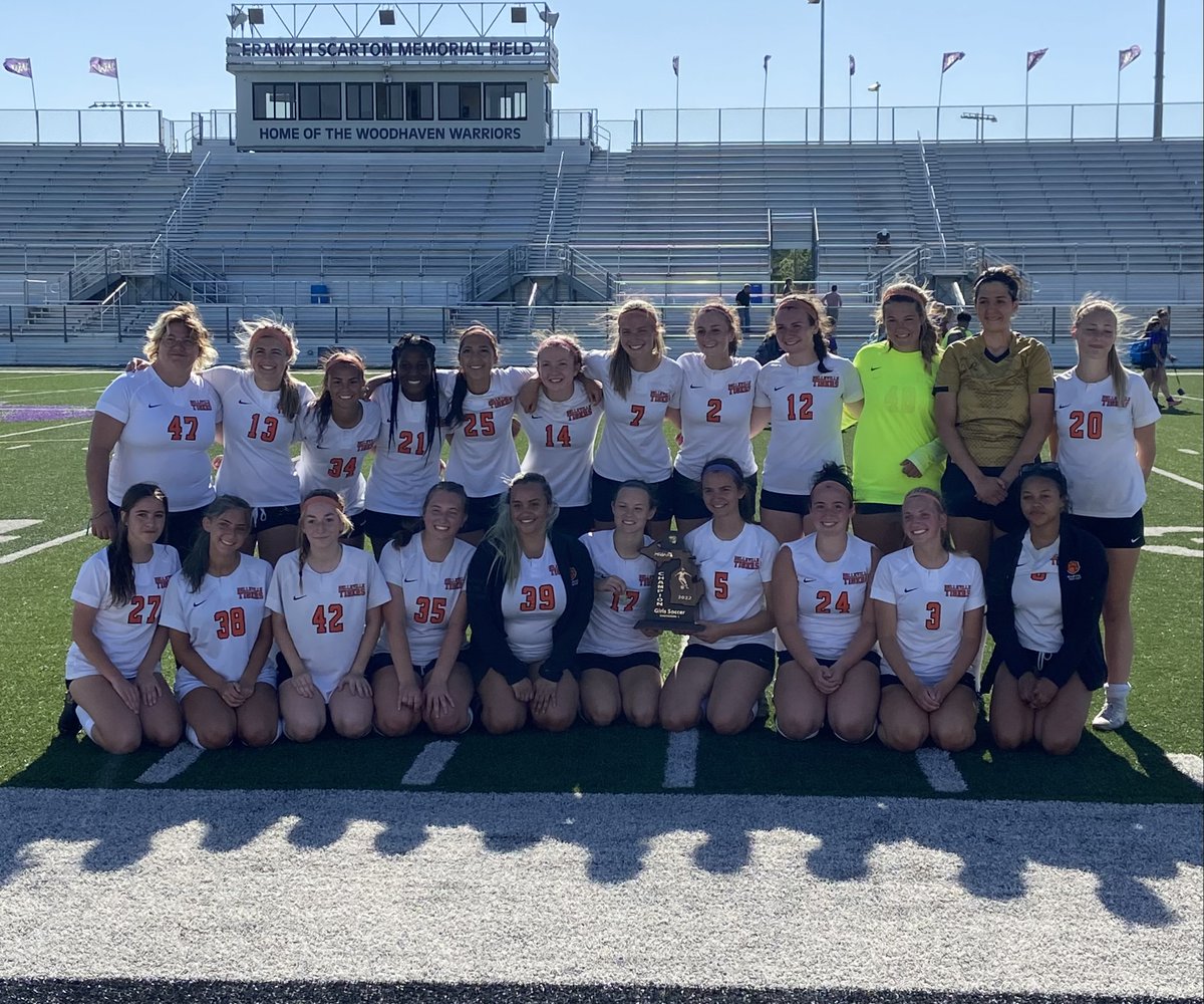 BHSBelleville's tweet photo. Girls Soccer defeats Woodhaven 6-2 to claim Back to Back District Championships.  Congratulations!!! https://t.co/SGz5Ynpc7y
