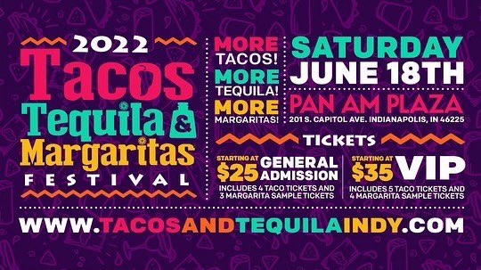 The inaugural Tacos, Tequila and Margaritas Festival will be a one-day event (Saturday, June 18th, 2022) at the Pavilion at Pan Am with an expected attendance of 3,000 attendees.

Click the link in our bio or indypavilion.com for tickets. #downtownindy