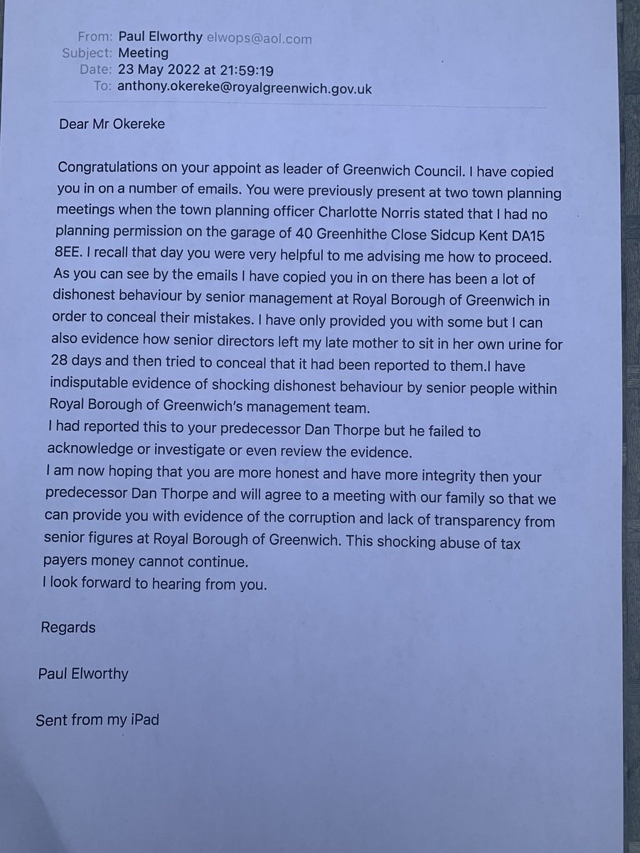 AnotherC's tweet photo. @Royal_Greenwich What a complete hypocrite this man is. Despite informing him of indisputable evidence of corruption and abuse of tax payers money by Royal Borough of Greenwich senior management he failed to reply or even look at the evidence. Another puppet in this corrupt council. https://t.co/j4dqgsbHJu
