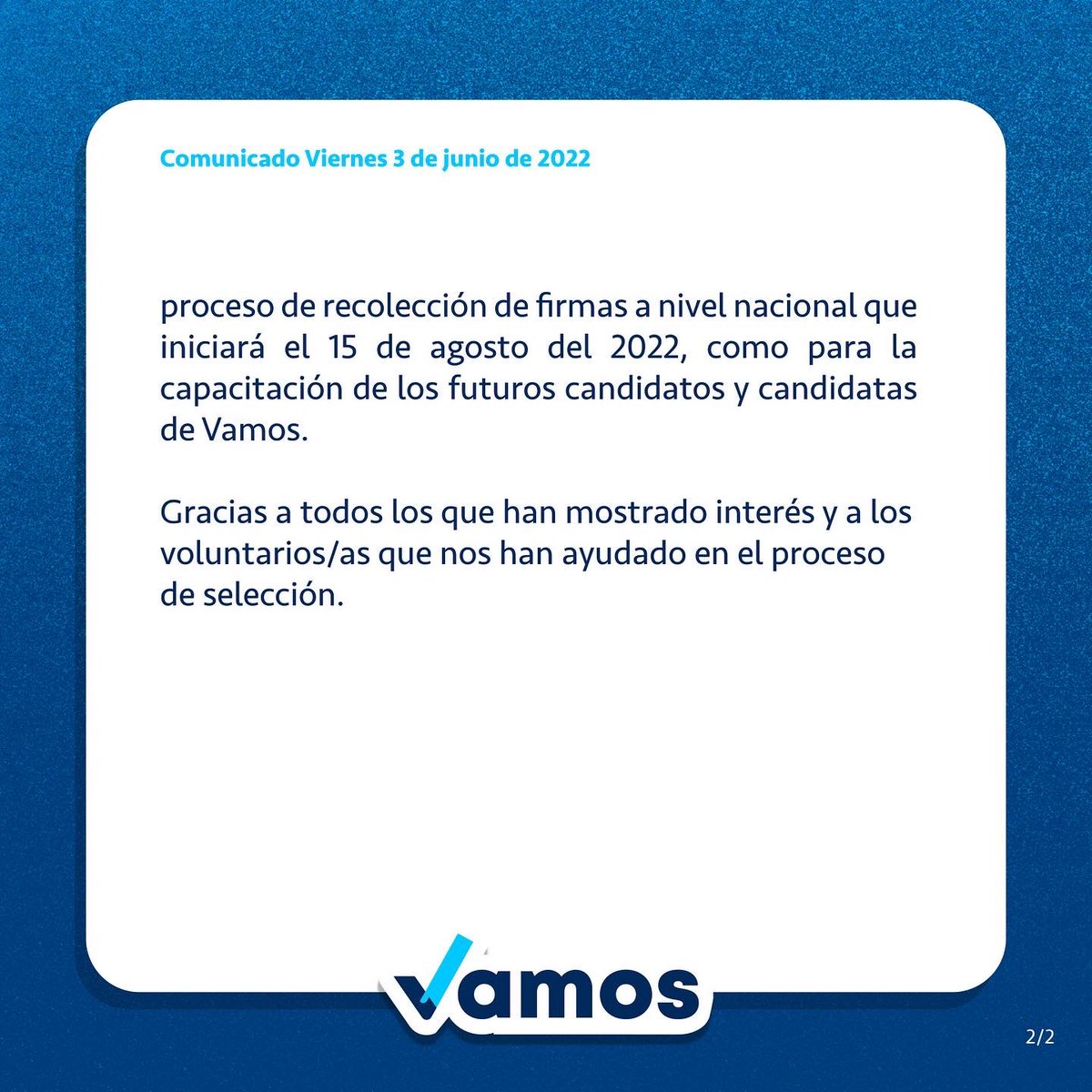 vamosporpanama's tweet photo. ¡Pronto conocerán a los aspirantes a precandidatos! 📣 #comunicado https://t.co/CCgYK0BgJF