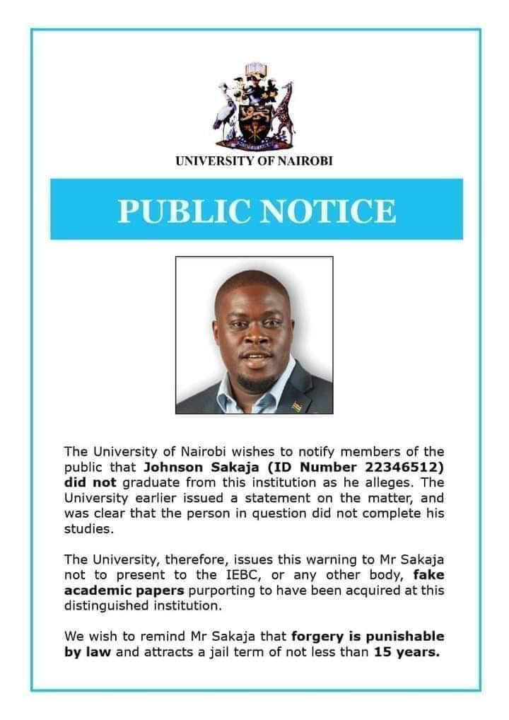 This must be the most devastating news for Senator Sakaja!