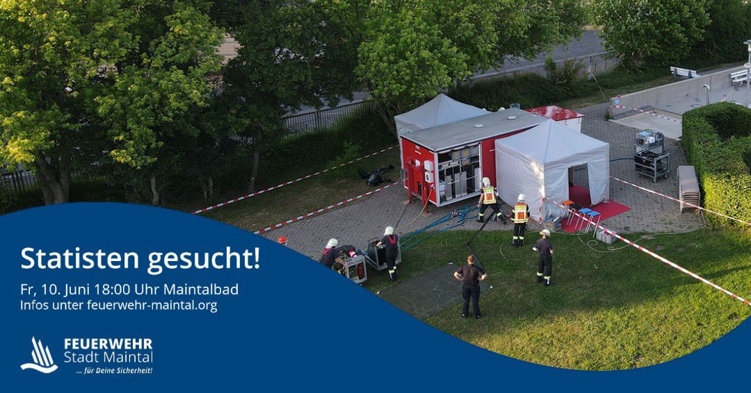 Lust als #Statist bei einer #feuerwehrÜbung aktiv mitzumachen? Unterstütze uns am 10.06. um 18:00 Uhr am #Maintalbad. Einfach vorbei kommen, es ist keine Anmeldung notwendig. Bitte fleißig teilen und weitersagen! Mehr Infos unter feuerwehr-maintal.org/news-detail/de…