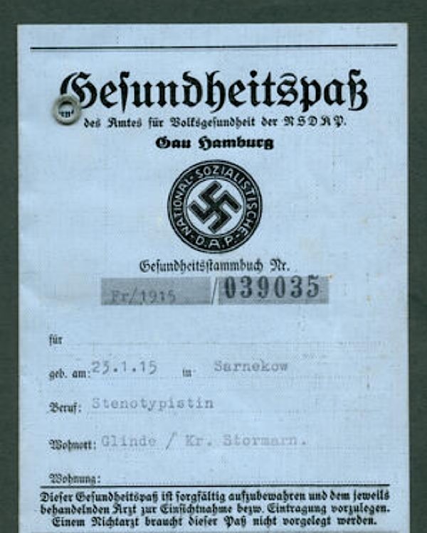 Friendly reminder that the Germans in the 30s and 40s had a “Gesundheitspass”…

Translated it means “Health Passport”.