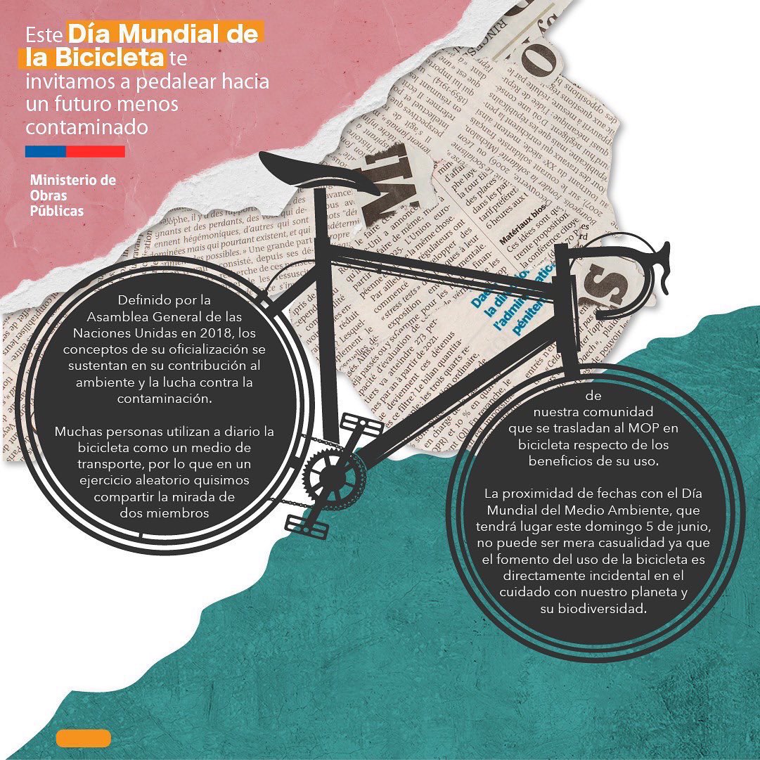 👷‍♀️#DíaMundialdelaBicicleta 🚴🏻
☝🏻El <a href="/MOP_Atacama/">MOP ATACAMA</a> esta comprometido con la gestión ambiental, visibilizando la importancia de este medio de #Transporteecológico que mejora calidad de vida.

#Másbicismejorciudad
#MovilidadSostenible