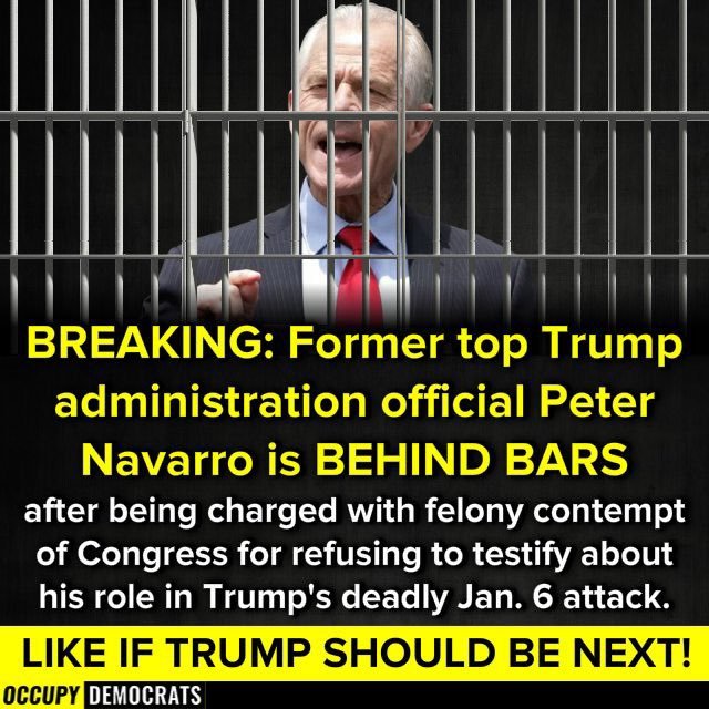 TonyHussein4's tweet photo. Delusional Peter Navarro (of the Green Bay Sweep plan to overturn the election) was arrested at the airport, handcuffed and taken to court! Was he a flight risk?
This is a warning. Cooperate with the Jan 6th Committee, or else!
Does he miss Trump and Pence?
#DemVoice1 #Fresh https://t.co/AodyKCbKdA