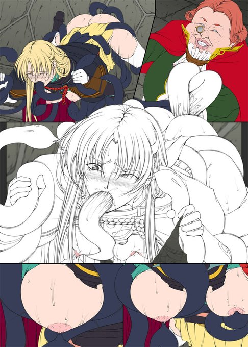 今日の一枚も昔描いた #ワーズワース の18禁同人漫画「シャロンと愉快な仲間達2」の作業中の画像。
真ん中以外の色を入れ終わった所ですね。
真ん中は多分時間無くてその日の内に終わらなかった感じ。
触手とおっぱい!٩(*'ᗜ`)ㅅ(ˊᗜˋ*)وイエーイ‼
でも触手はソフトが古いので描くのに苦労するの…😓 