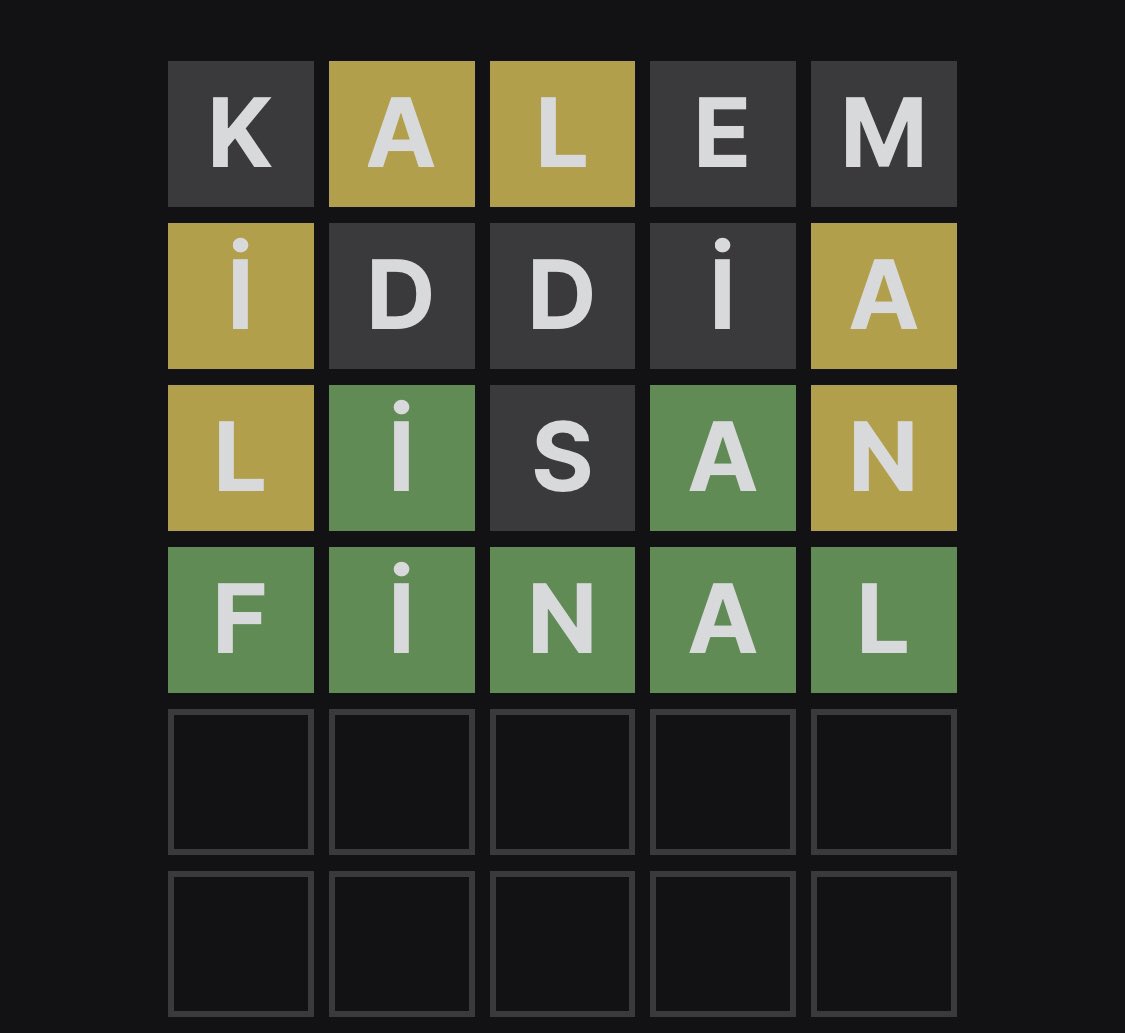 Wordle TR günün anlam ve önemini özetlemiş//03.06// boundaki son finale girildi✔️