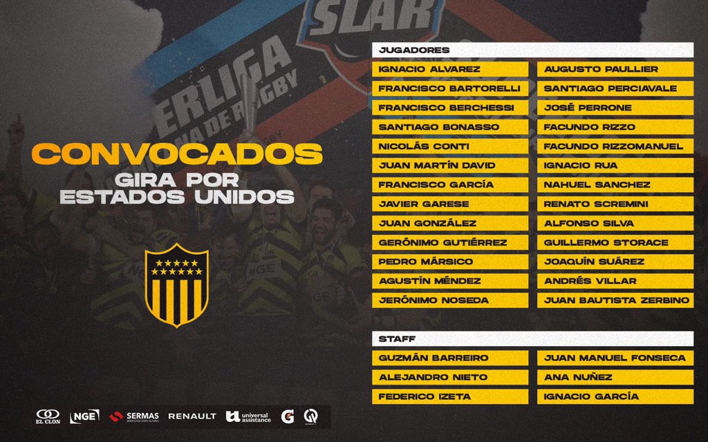 CAP__Rugby's tweet photo. Este es el plantel de @CAP__Rugby que viajará a Estados Unidos para participar de la Challenge Cup of the Americas.
#EstoEsPeñarol #CampeonesDeAmérica https://t.co/03BkFBMv5d