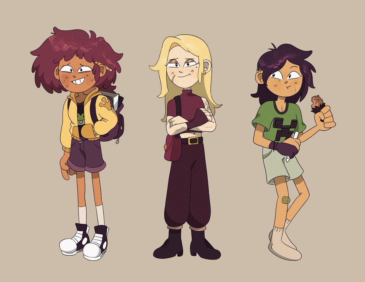 feeblephrog's tweet photo. Here’s a 17-year-old version of the trio that took way too long to draw because I suck at coloring #amphibia https://t.co/BlHMr3GAC0